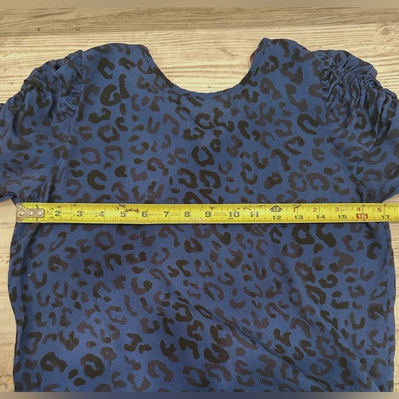 XS Ann Taylor LOFT Leopard Print Puff Short Sleeve Top - NWT Animal Print Blouse - Picture 8 of 11